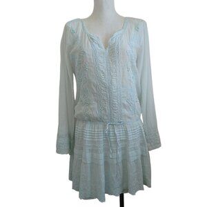 Chelsea & Violet Dress Size L Lace Pintucks Embroidered Cottagecore w Under Slip